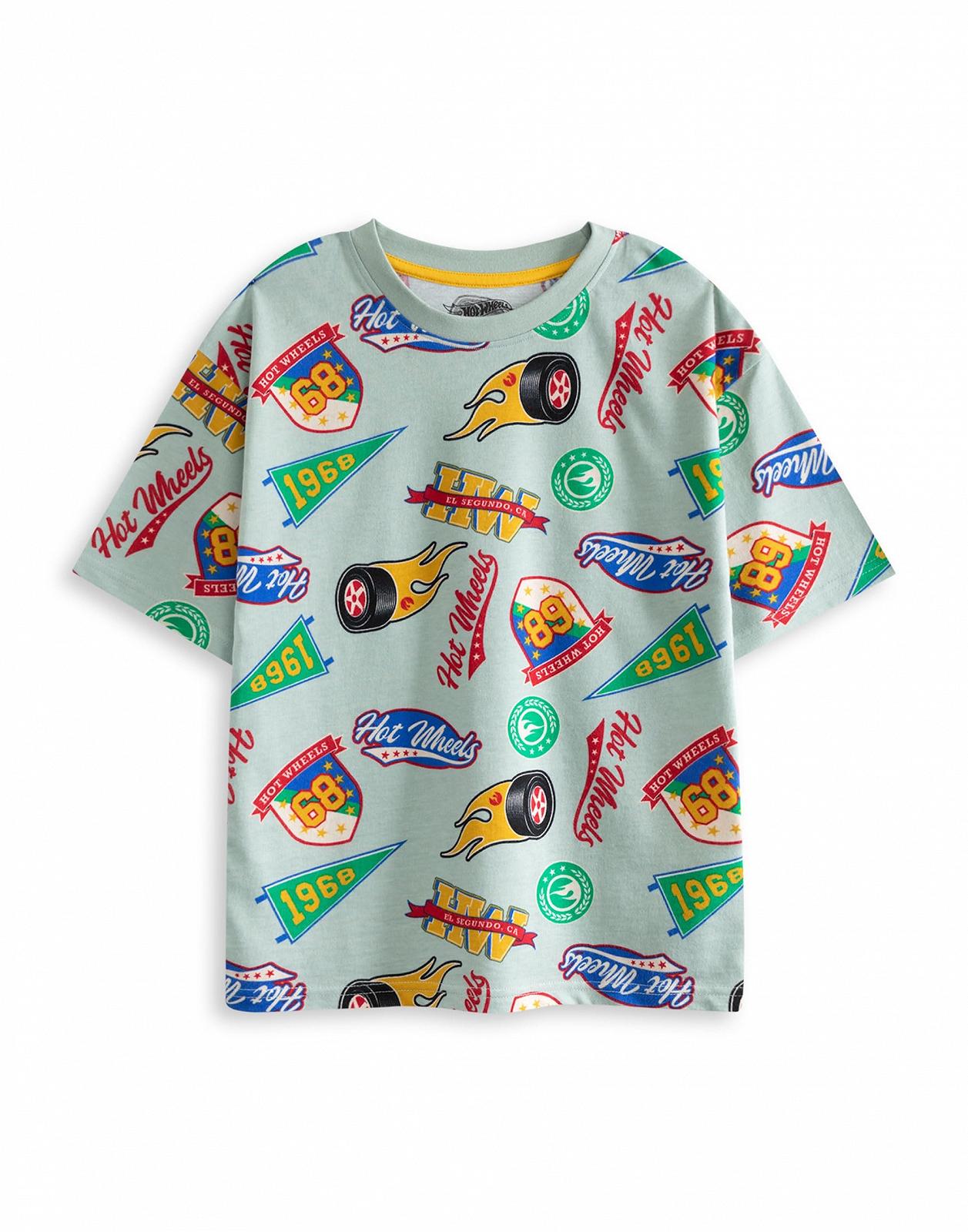 Комплект піжам Hot Wheels Retro Badges з короткими рукавами та шортами, різнокольоровий, фото №5