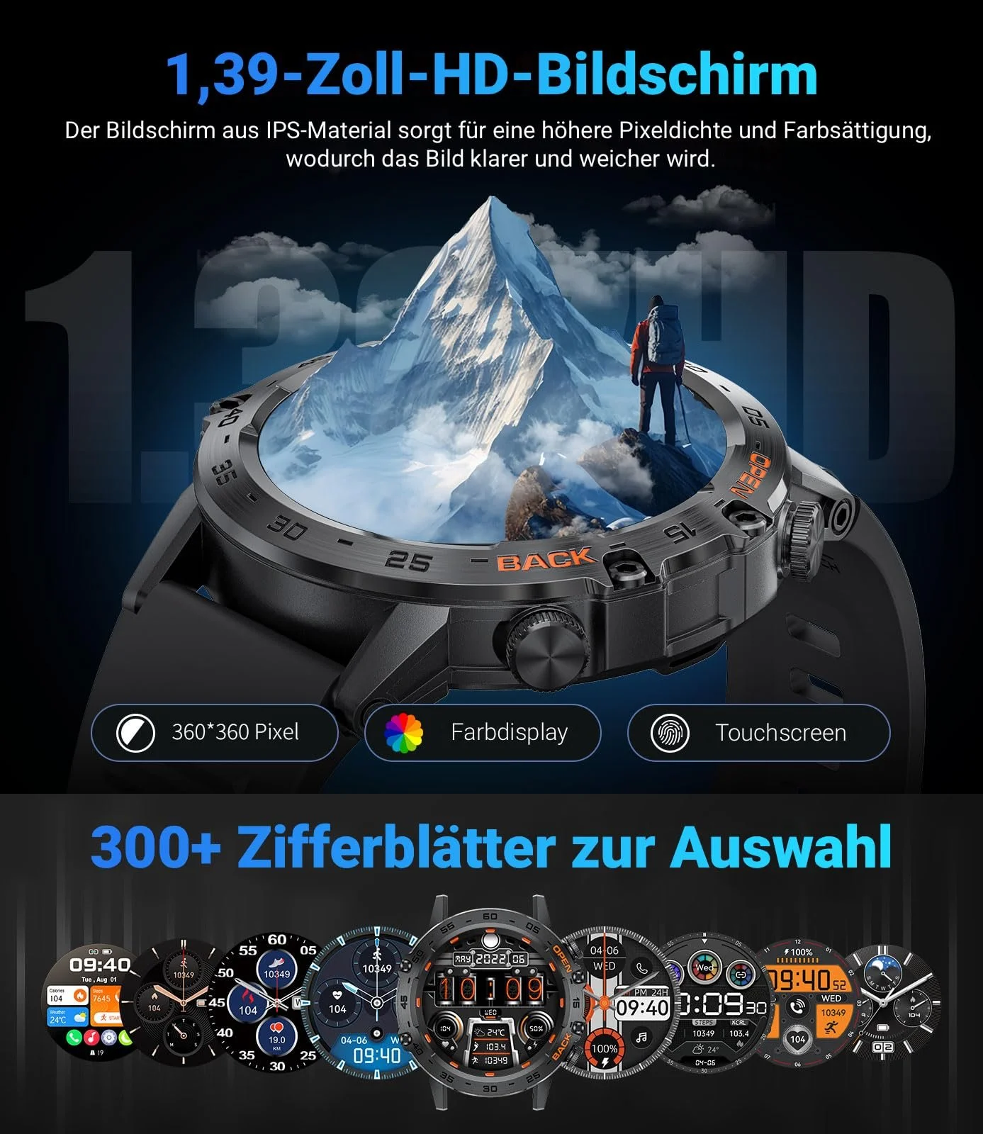 Смарт-годинник LIGE чоловічий з функцією телефону, 1.39 дюйма, військовий смарт-годинник з 24-годинним моніторингом серцевого ритму, фото №2 Смарт-годинник LIGE чоловічий з функцією телефону, 1.39 дюйма, військовий смарт-годинник з 24-годинним моніторингом серцевого ритму, фото №2