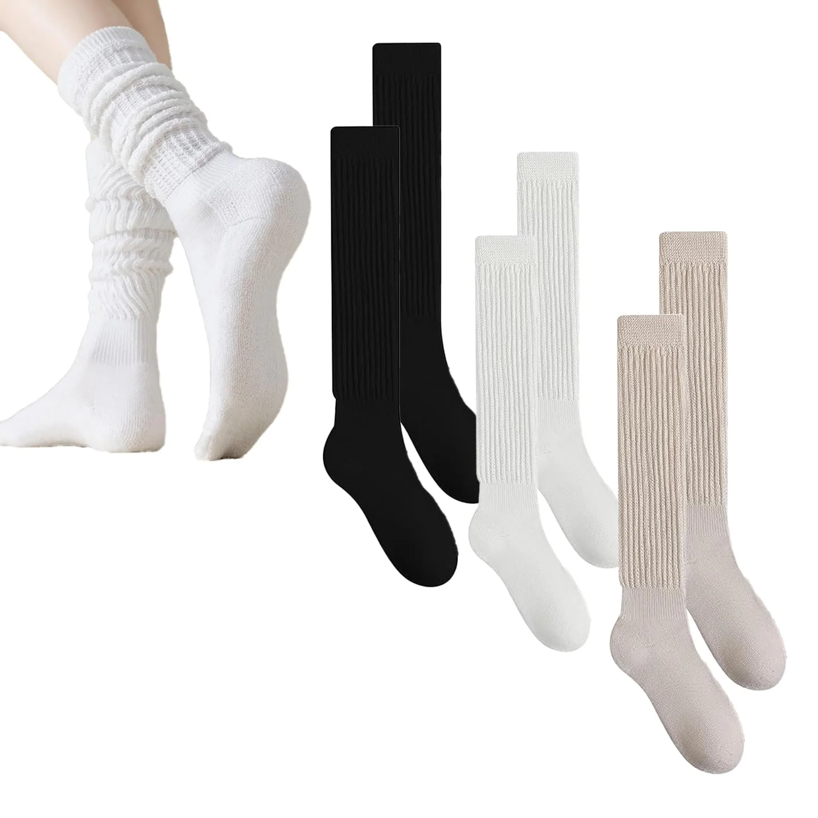 Жіночі в'язані шкарпетки YNR (3 пари) вище коліна, фото №1