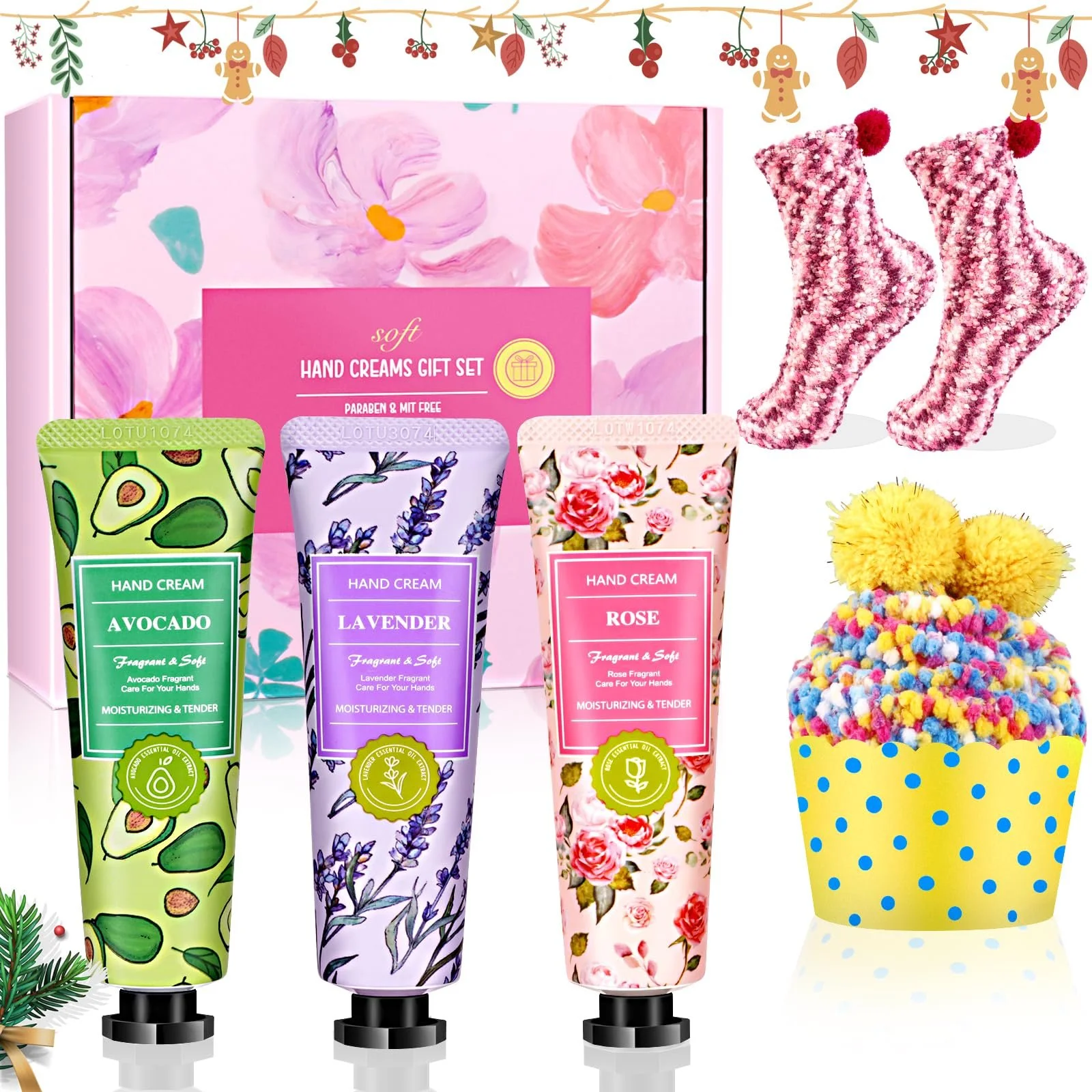 Крем для рук, набор 3 крема для рук и 2 пары носков, фото №1