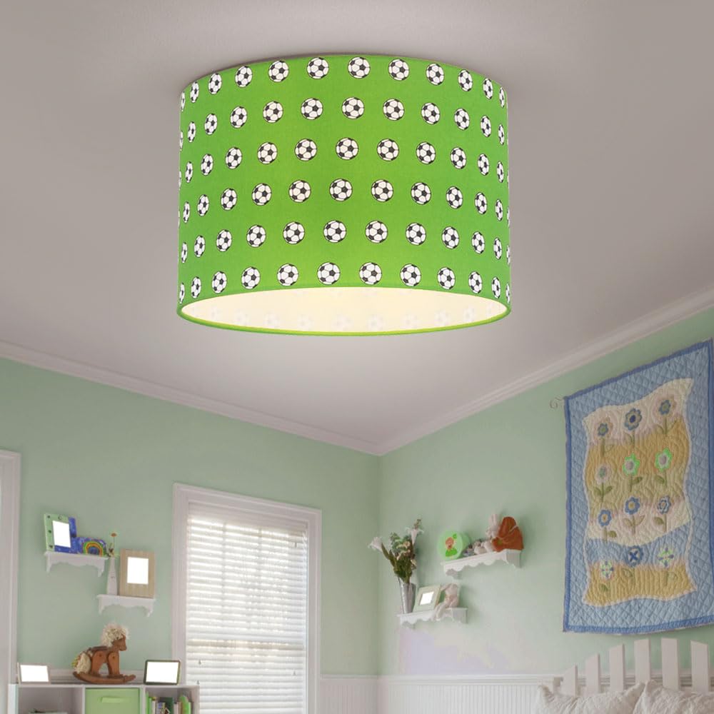 Світильник etc-shop Дитячий Стельовий Лампа Абажур Ігрова кімната Метал Білий Зелений 1x E27 Патрон Діаметр 30 x 25.5 см, фото №3