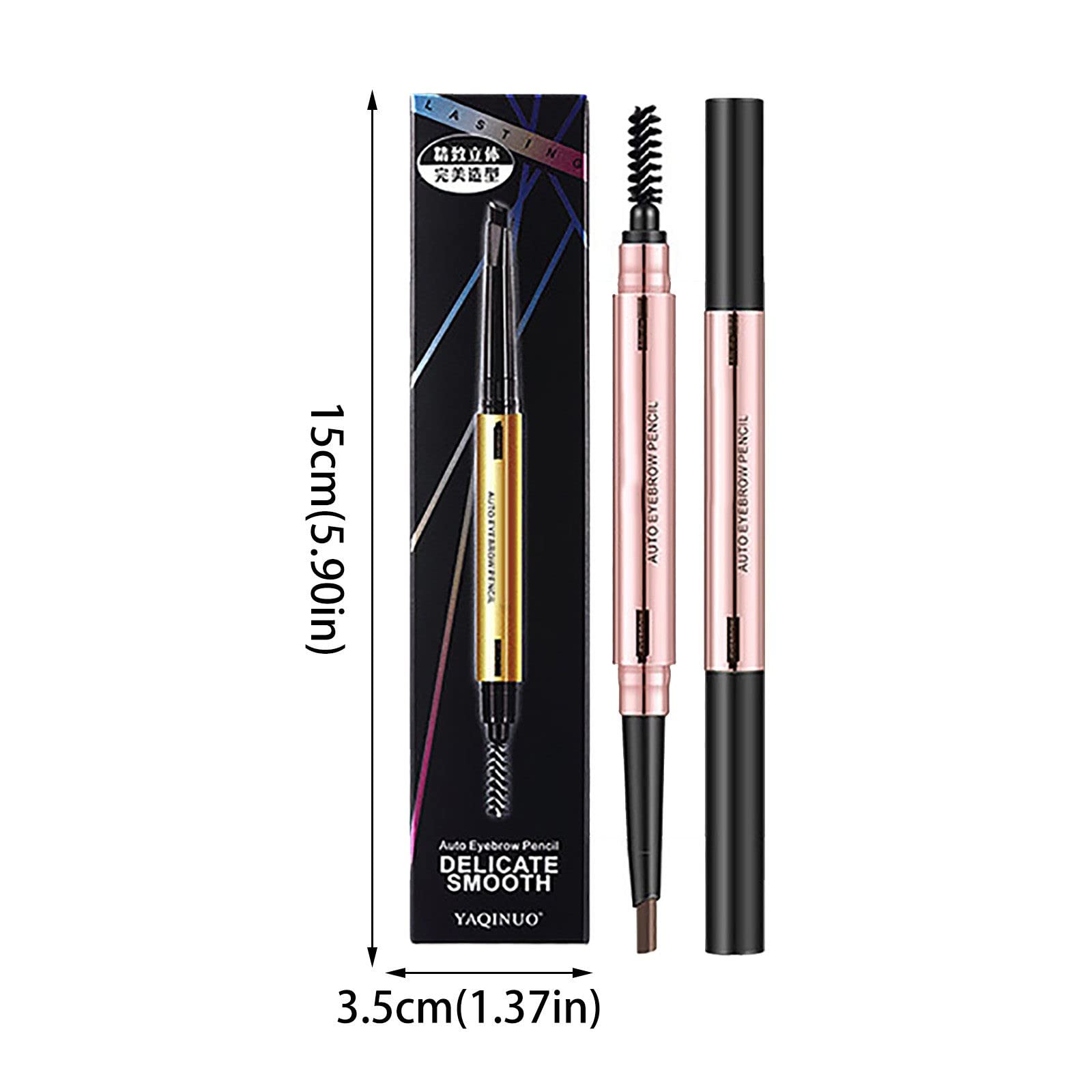 Карандаш для бровей Профессиональный Make-Up Темно-коричневый Автоматический Двусторонний, фото №6