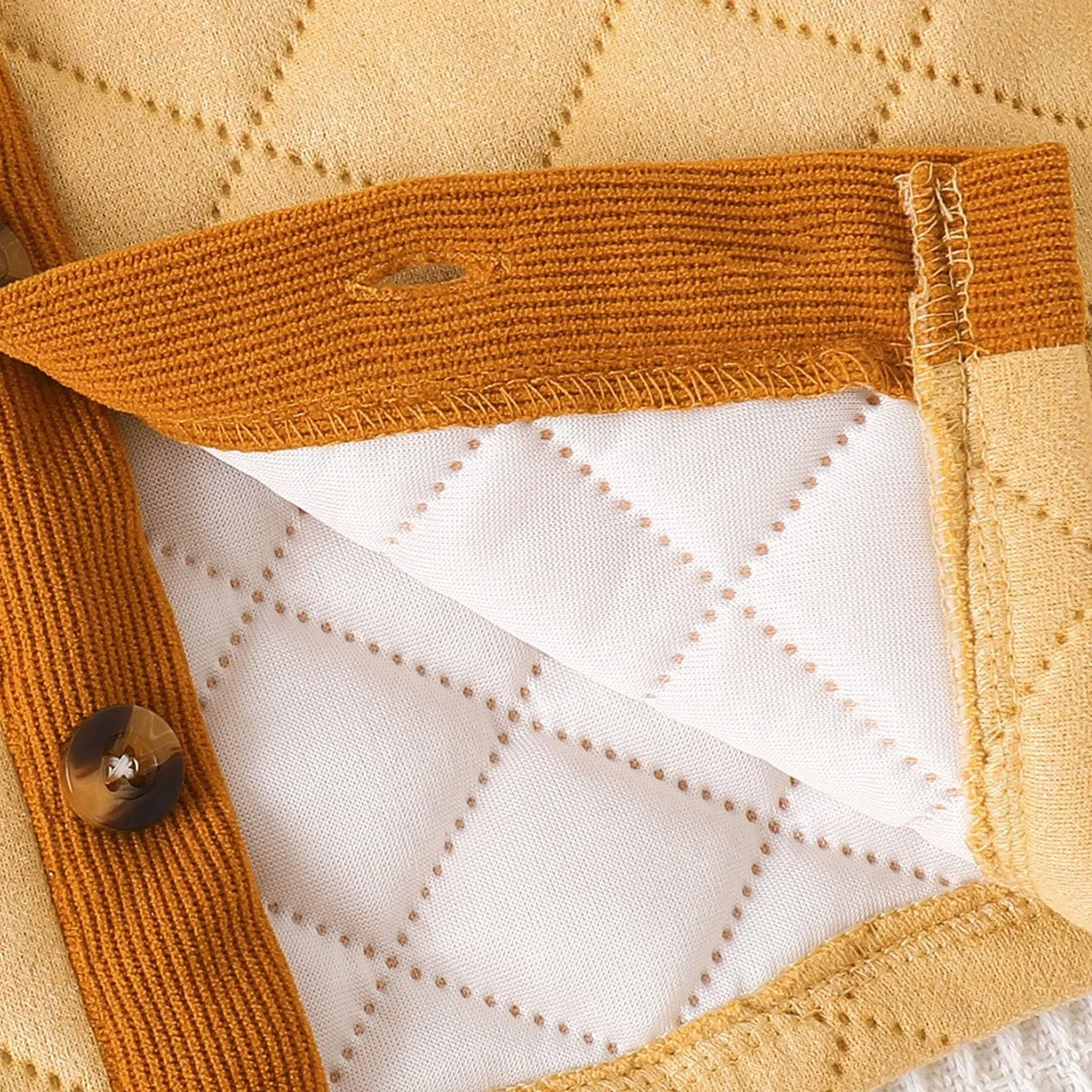 Куртка стьобана для дівчат з вельветовим коміром, фото №2