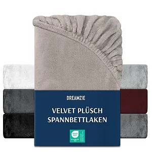 Простыня на резинке DREAMZIE Premium Terry 140 x 200-160 x 200 см, кашемировое прикосновение, джерси флис, серо-коричневый - Фото 1