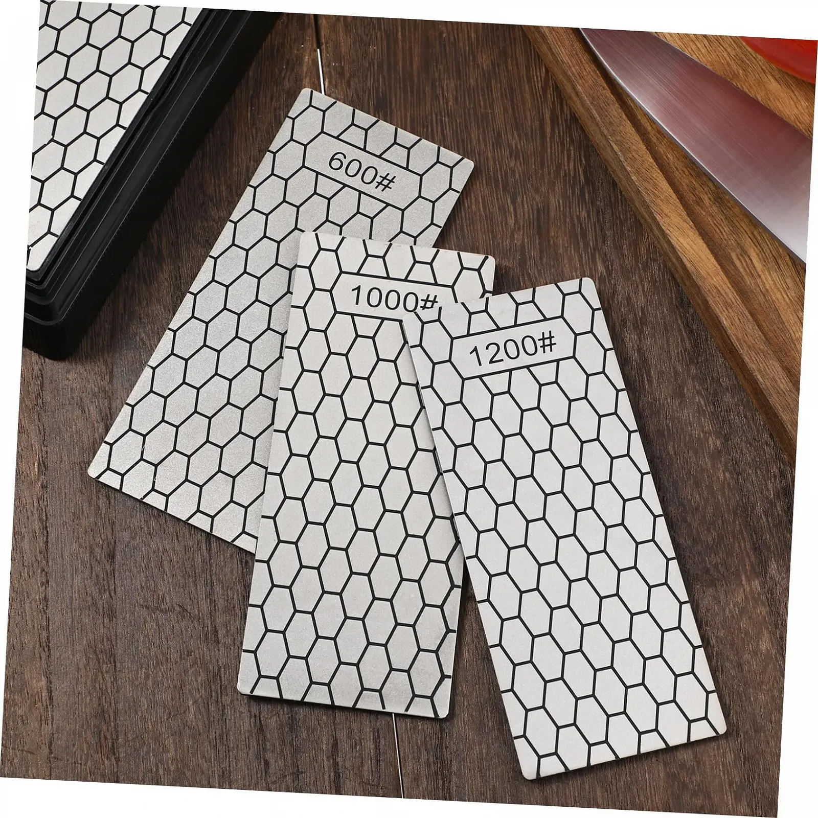 Алмазные шлифовальные пластины Ipetboom набор 3 шт. разной зернистости для шеф-ножей, фото №9