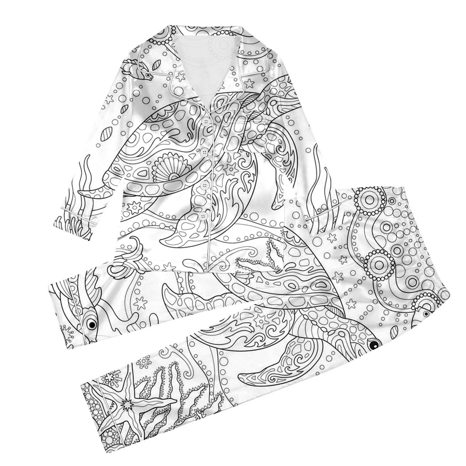 Дитяча піжама для розфарбовування з білим мультяшним принтом Art Dyeing DIY, комплект для ручного розпису, фото №1