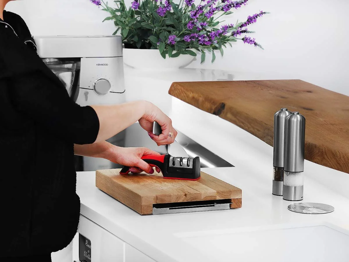 Точило для ножів ISO TRADE 6672 3-рівнева Червона, фото №3