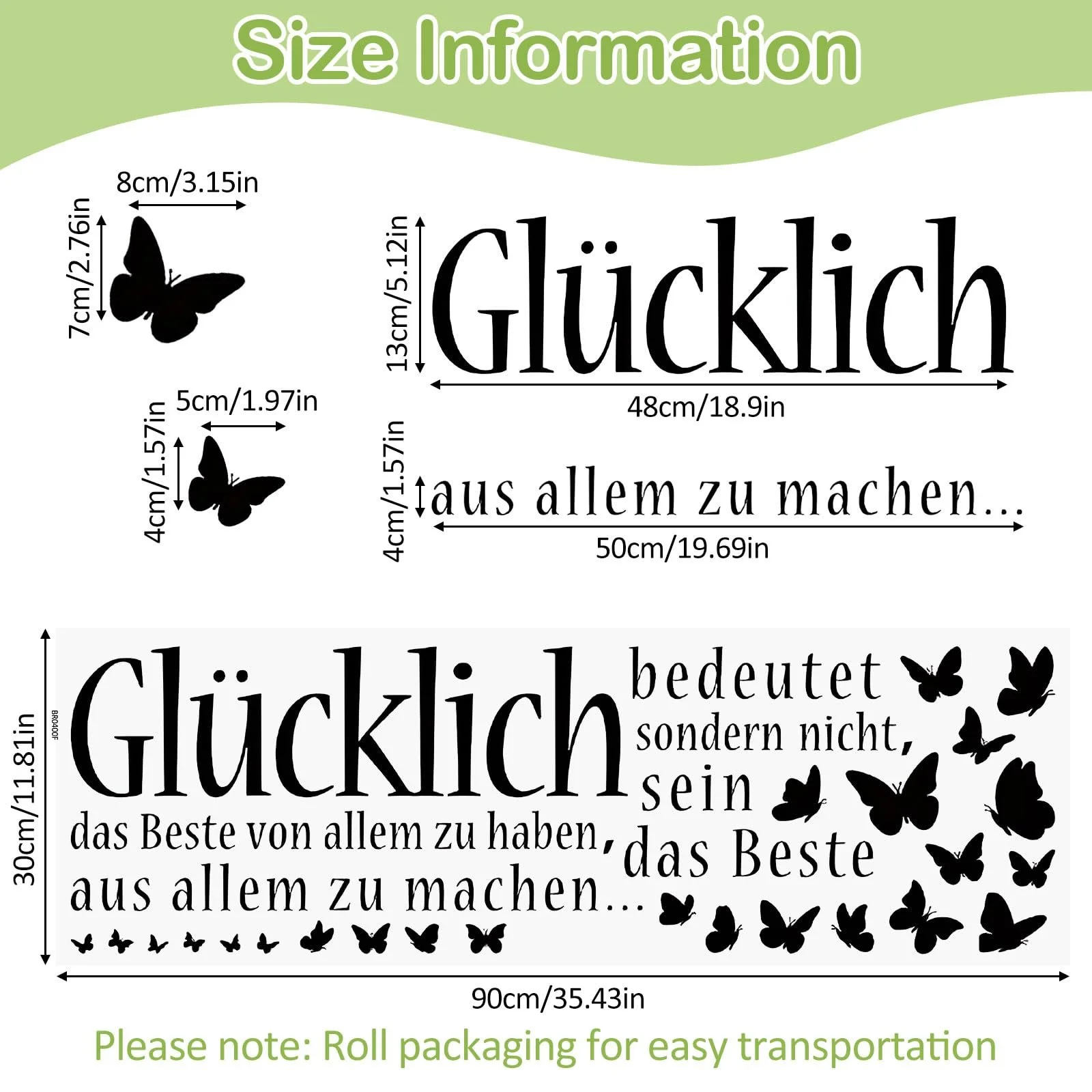 Наклейка на стіну Living Room Sayings Метелики Чорний 90 x 30 см, фото №2