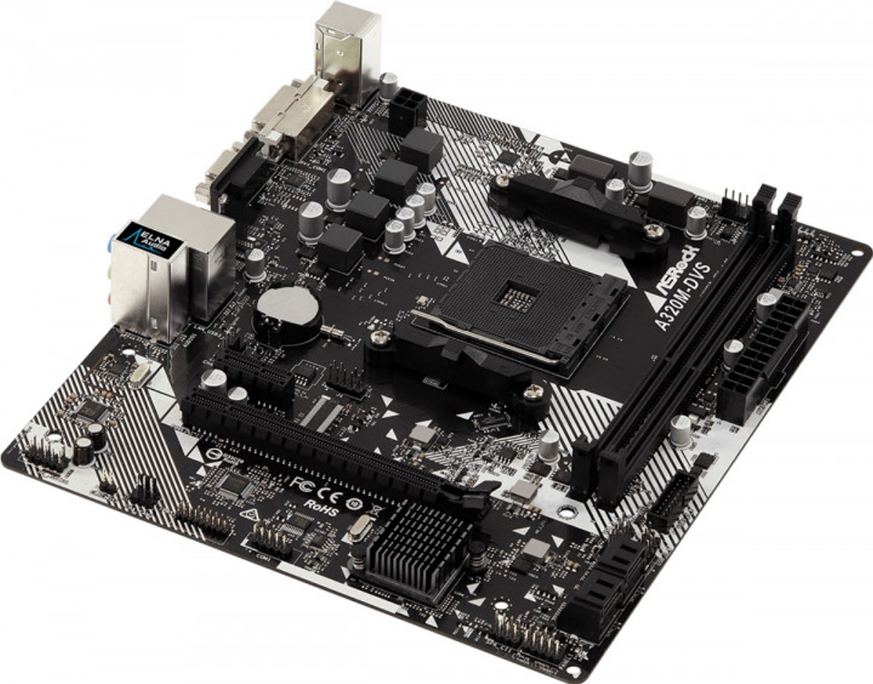 Материнська плата Asrock A320M-DVS R4.0, s-AM4, microATX, 2xDDR4 3200 до 32 ГБ , фото №3