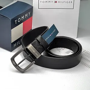 Чоловічий ремінь Tommy Hilfiger чорний шкіряний пояс Томмі Хілфігер - Фото 1