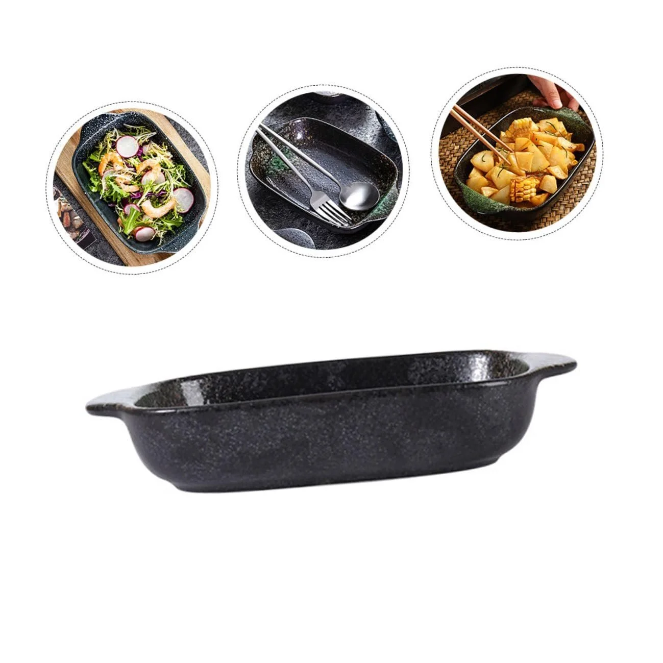 Форма для запікання Керамічна з подвійною ручкою Термостійка Ергономічна для посудомийної машини, фото №8