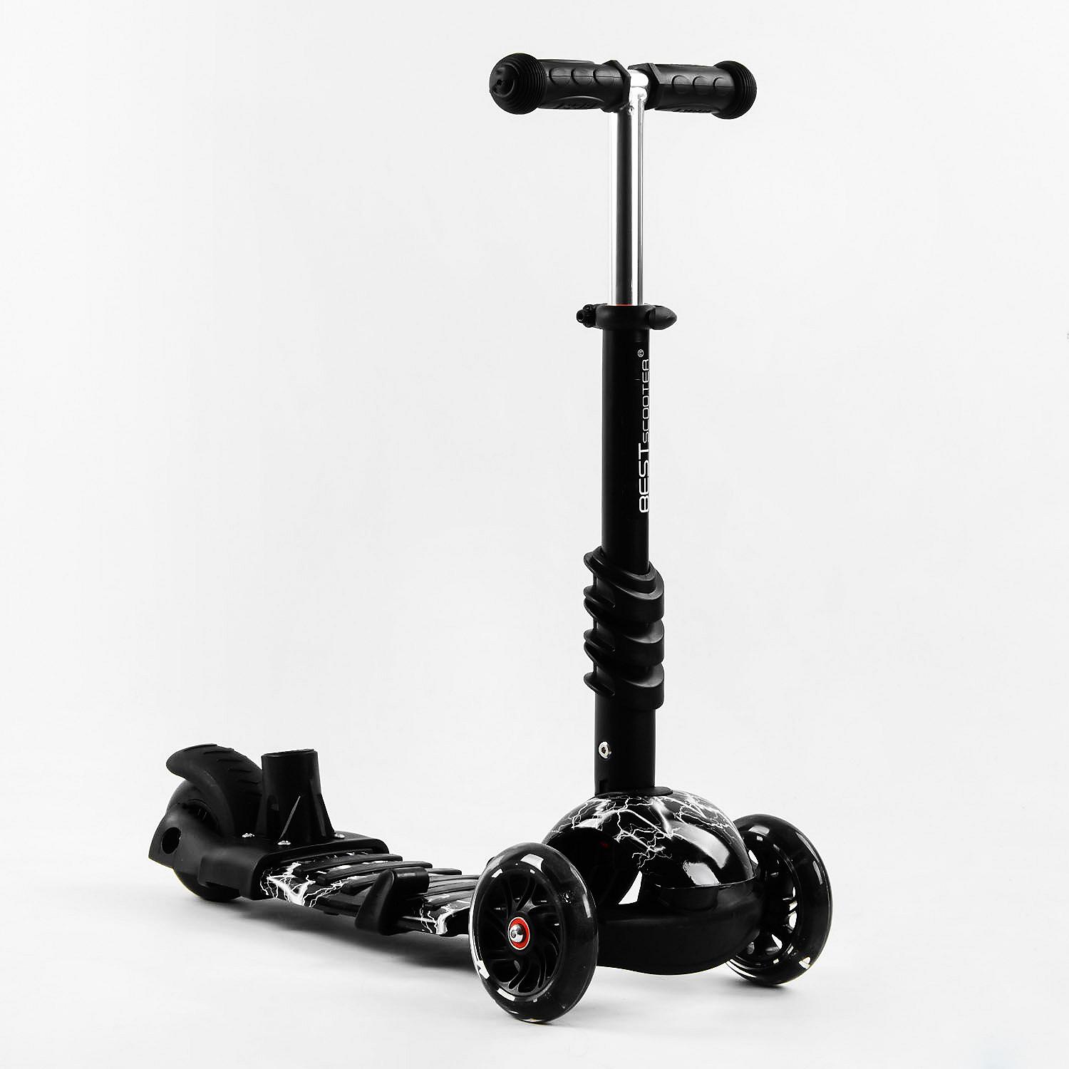 Самокат подсветка колес Best Scooter PU колеса 5 в 1 Lightning Чёрный 106687, фото №2
