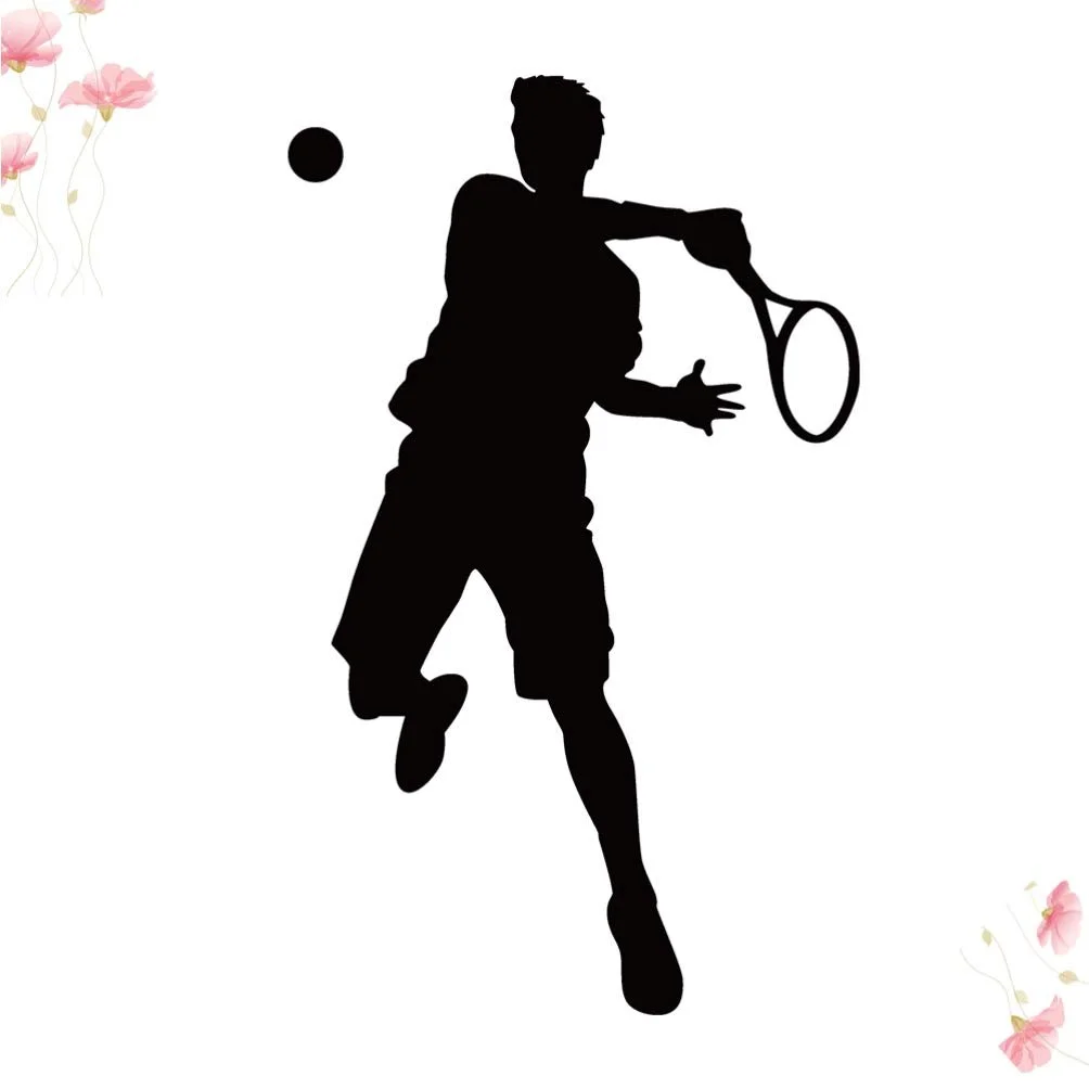 Наклейка на стіну BESPORTBLE Тенісист Вінілова Чорна, фото №7