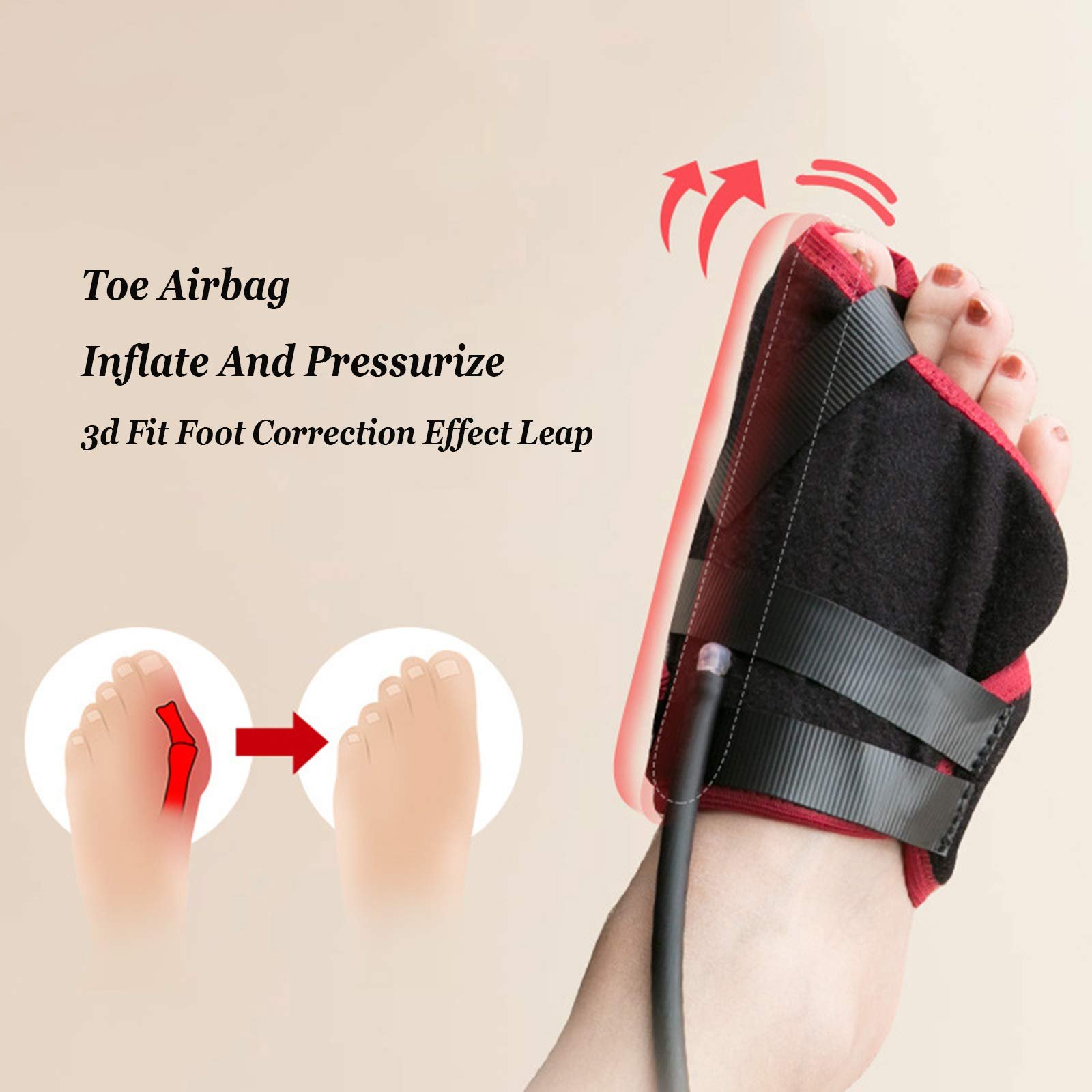 Коректор великого пальця стопи пневматичний, шина для випрямлення пальців з регульованим тиском повітря, денний і нічний, для чоловіків і жінок, фото №7
