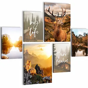 Набір картин Novart Landscape Mountains Nature N033063a Помаранчево-коричневий - Фото 1