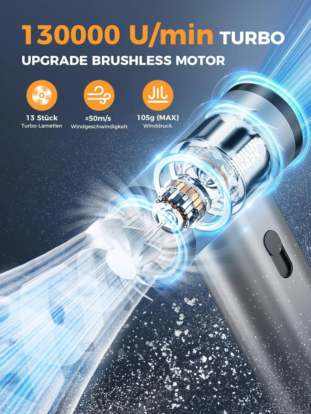 Акумуляторний повітродувка  Smiling Shark J01 130 000 об/хв Grey, фото №2