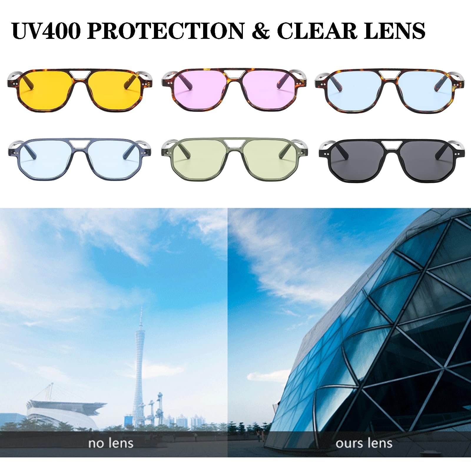 Сонцезахисні окуляри Авіатори Ретро YAMEIZE для жінок і чоловіків, класичний подвійний місток, вінтажний стиль, захист UV400, квадратні, фото №6