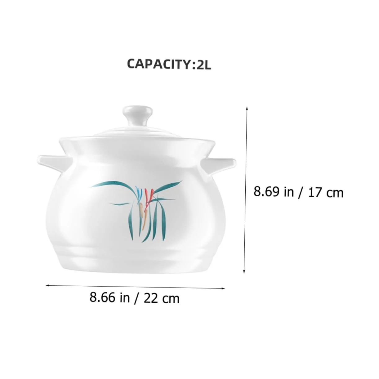 Кастрюля для супа GALPADA керамическая термостойкая с крышкой, фото №2