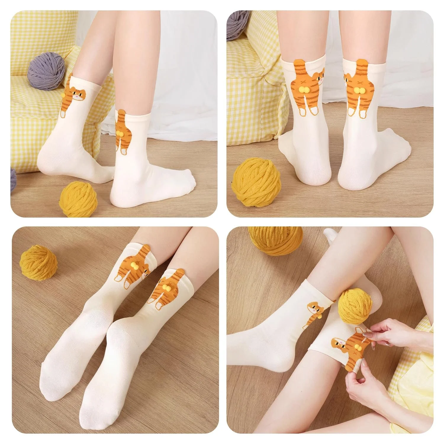 Шкарпетки з котами та кульками, 2 пари, фото №5 Шкарпетки з котами та кульками, 2 пари, фото №5