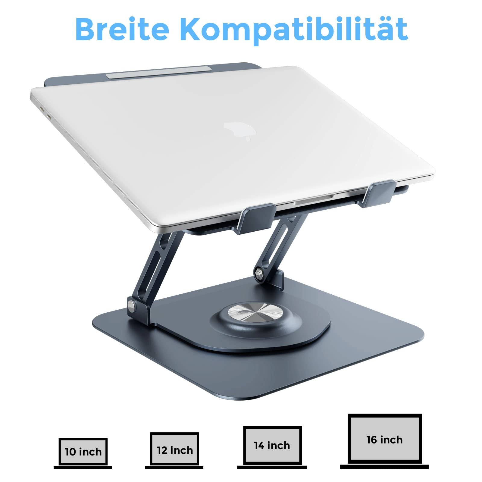 Підставка для ноутбука з круглою основою, що обертається на 360 градусів, ергономічна, вентильована, фото №3