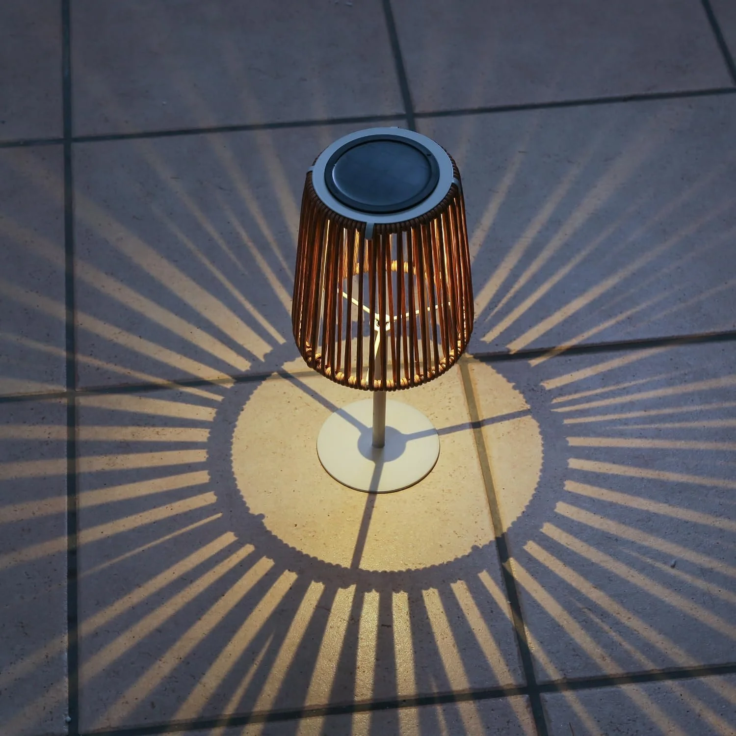 Настільна лампа MARELIDA LED Solar Plastic Rope Rattan Look Basket Look Warm White 19 см Brown, фото №3