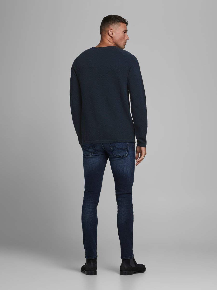 В'язаний пуловер JACK & JONES JJEHILL, чоловічий, з круглим вирізом, базовий, з довгими рукавами, бавовняна сорочка, фото №4
