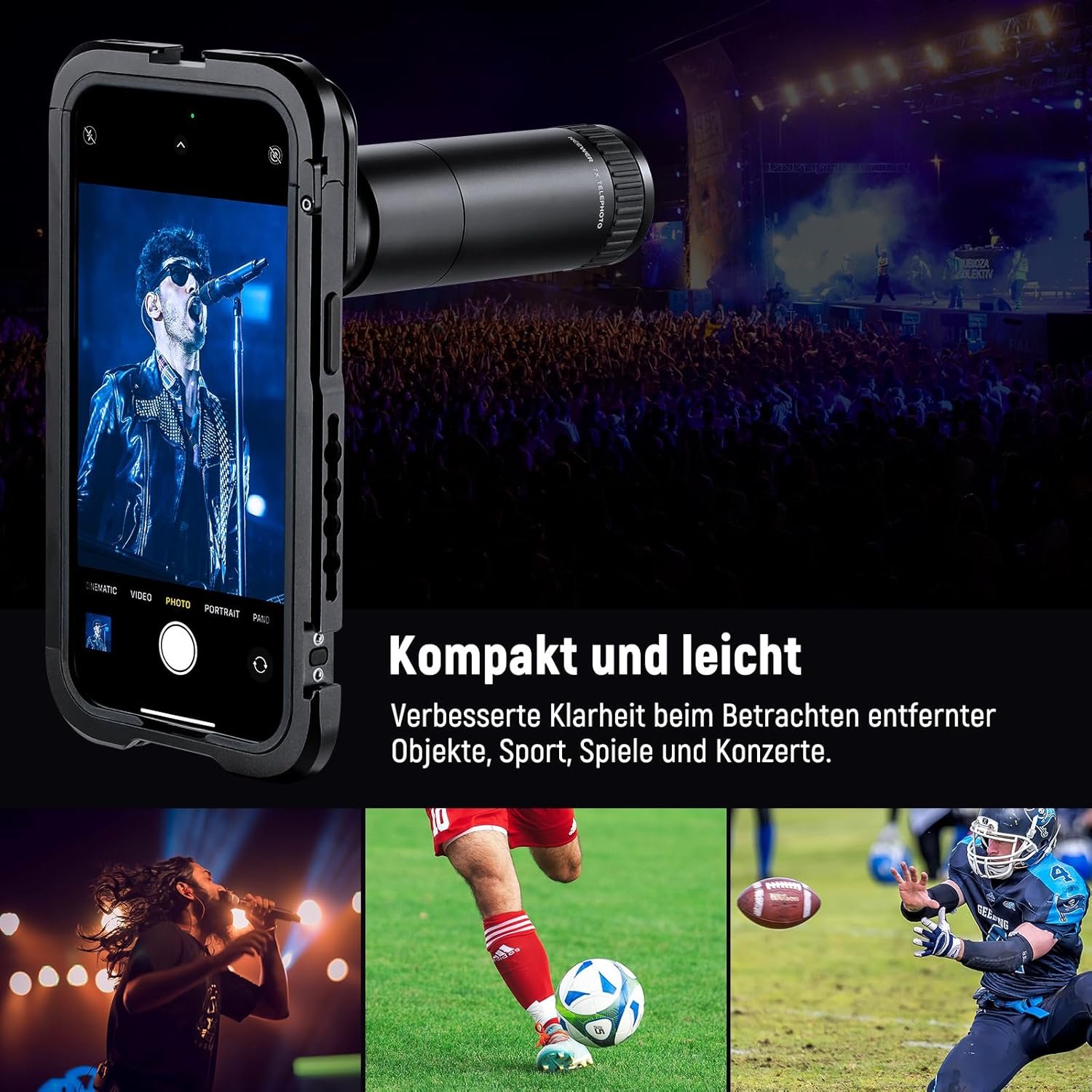 Телеоб’єктив для смартфона NEEWER / 17 mm / f/2-2.4 Telephoto Lens / 17 mm Thread / Чорний (LS-36), фото №4
