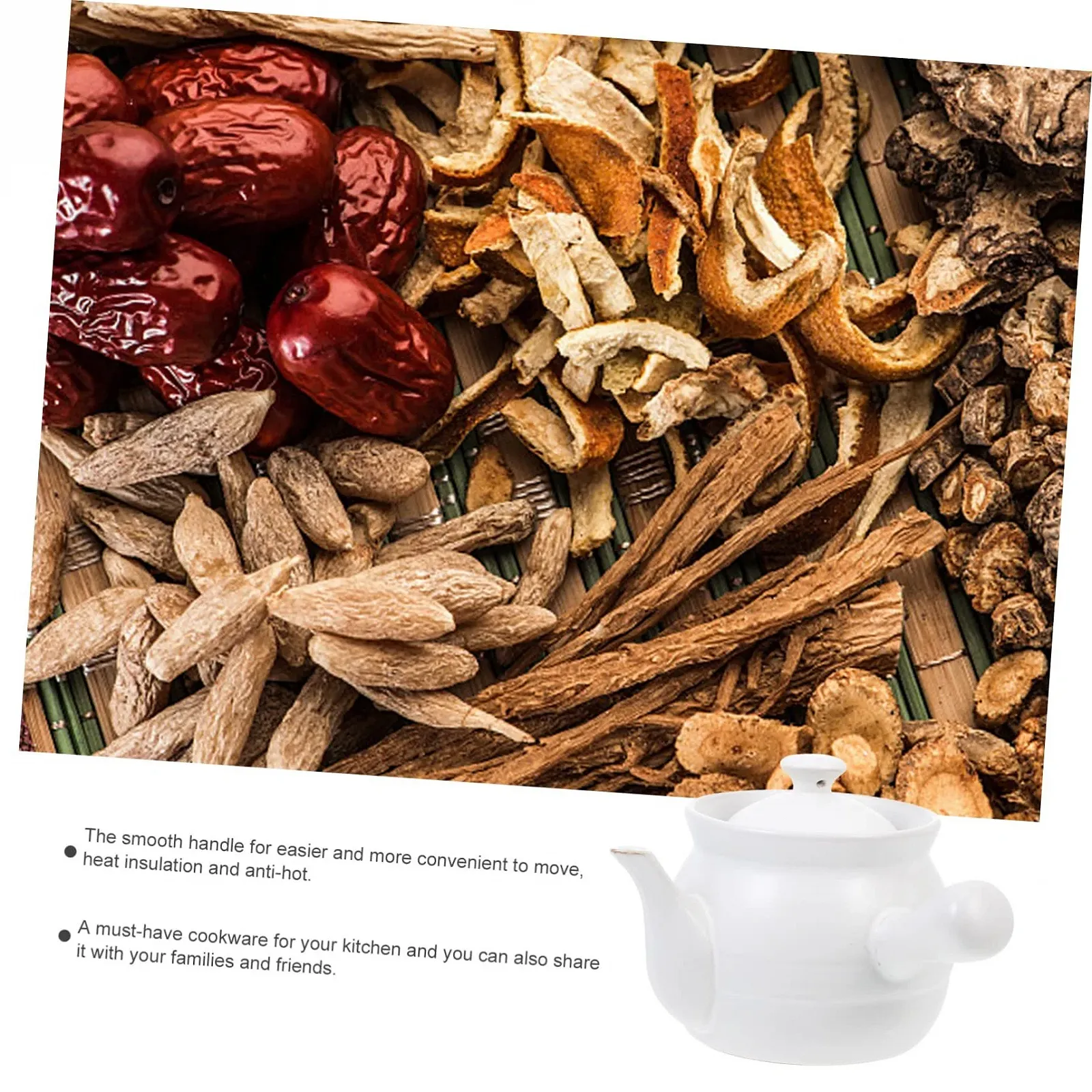 Горшок керамический GALPADA для приготовления лекарств с носиком и термоизоляционной ручкой, фото №8