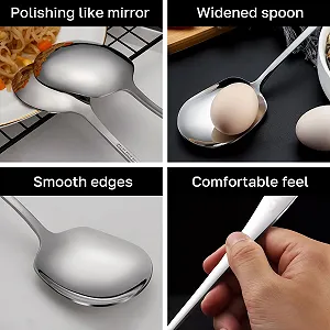 Набор из 2 больших ложек 25,5 см, полированные ложки из нержавеющей стали, сервировочные ложки, большие, ложки для шведского стола, используются в буфетах ресторанов для разделения блюд, сервировочные ложки (серебряные) synthetic.ua - Фото 1