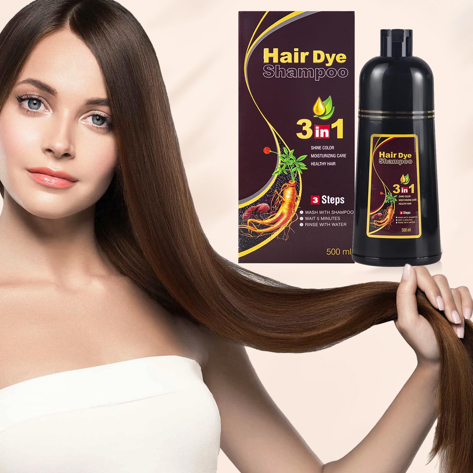 Шампунь Cotensta Hair Colour Шампунь 3 в 1 500 мл Колір темно-коричневий, фото №3