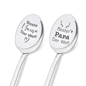 Набір з 2 елегантних гравірованих ложок для мами і тата - Фото 1