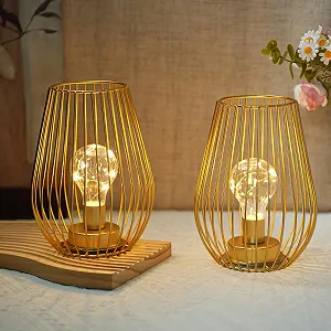 Настільна лампа TRIROCKS 20 см комплект із 2 шт. золота - Фото 1