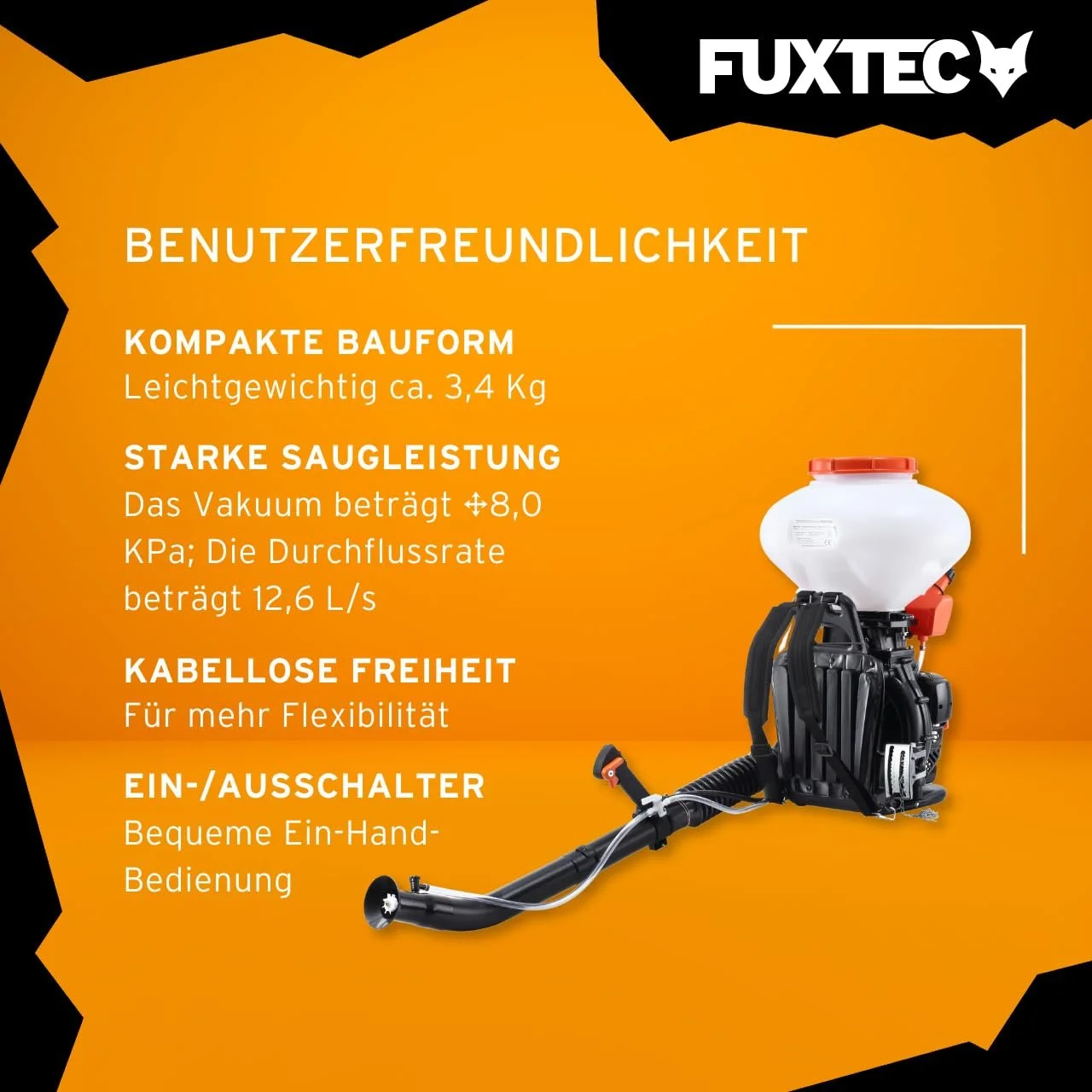 Бензиновый садовый опрыскиватель FUXTEC 26 л Ранцевый для удобрений и соли, фото №5