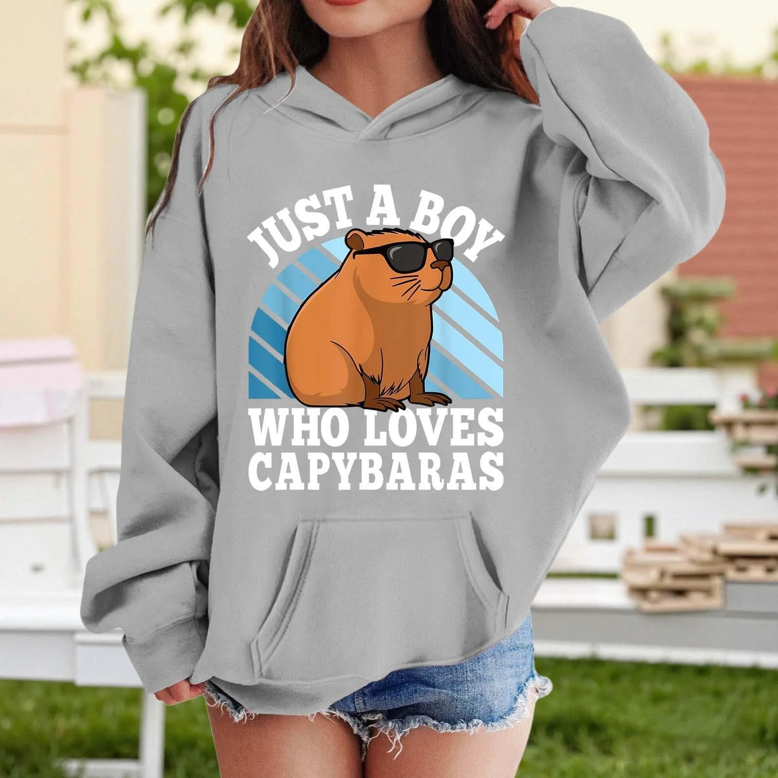 Пуловер для девочки-подростка - Толстовки и свитшоты для девочек Удобный С принтом Длинный рукав С капюшоном Для детей С карманом Идеально подходит для осенне-зимней моды, фото №3