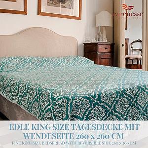 Покрывало Jacquard Carenesse King Size Baroque 260 x 260 см Petrol I Элегантное и деликатное двустороннее покрывало из 100% хлопка с высококачественным тканым узором I Накидка на кровать и диван I Тонкий и легкий плед synthetic.ua - Фото 1