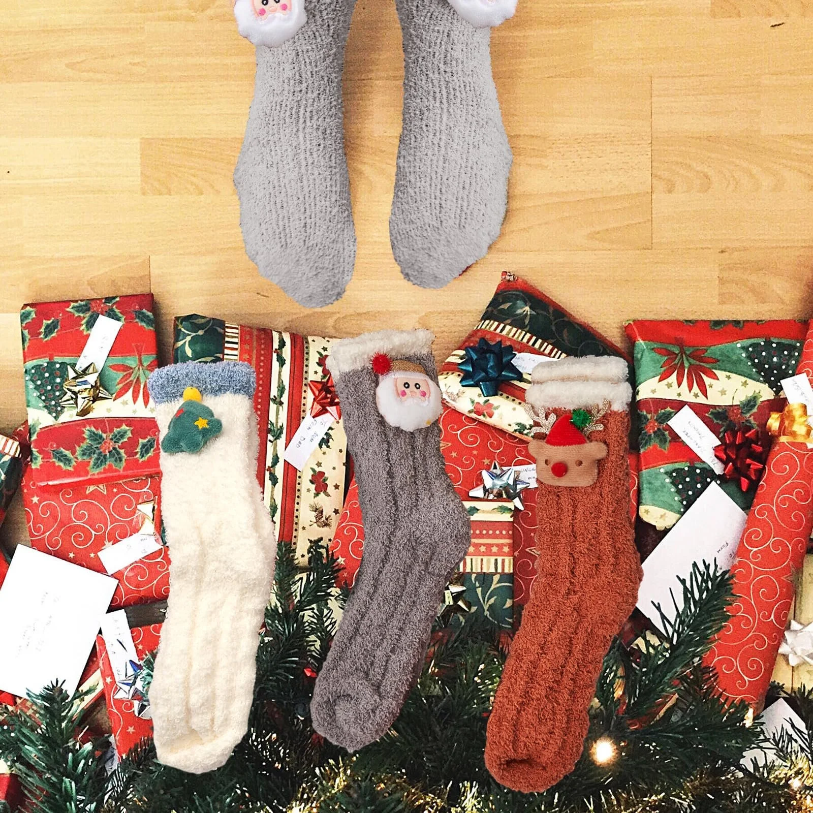 Жіночі Різдвяні Шкарпетки Червоний, 3 пари, фото №6