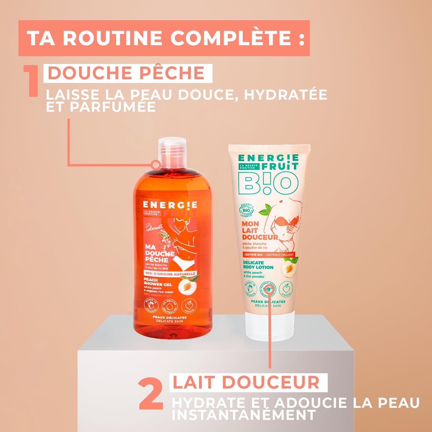 Гель для душа ENERGIE FRUIT Персик и рисовая вода pH-нейтральный Веганский 500 мл, фото №6