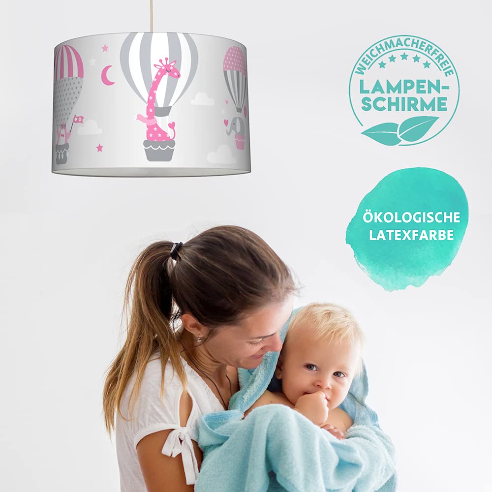 Абажур LOVELY LABEL для дитячої кімнати Балони Діаметр 30 x 20 см Рожевий Сірий, фото №3