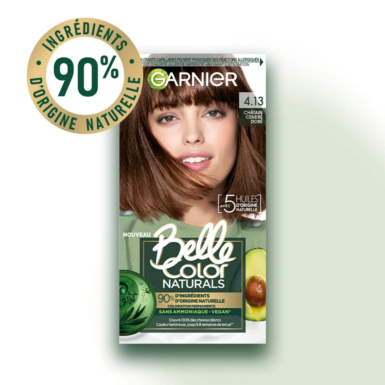 Стійка фарба для волосся Garnier Beautiful Colour Naturals Золотистий Попелясто-Коричневий (4.13), фото №3 Стійка фарба для волосся Garnier Beautiful Colour Naturals Золотистий Попелясто-Коричневий (4.13), фото №3