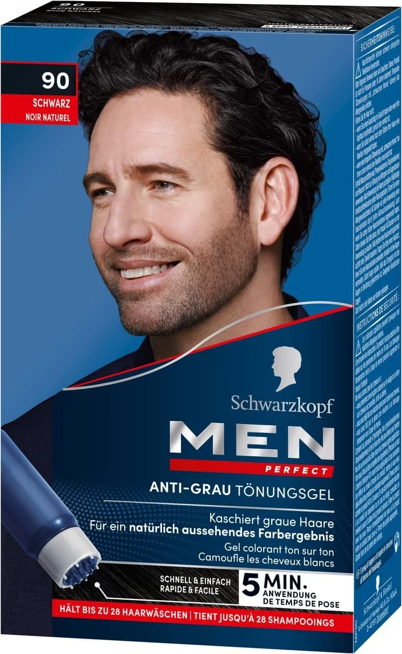 Фарба для волосся Men Perfect Anti-Grey Tint Gel 90 Чорний, фото №2 Фарба для волосся Men Perfect Anti-Grey Tint Gel 90 Чорний, фото №2