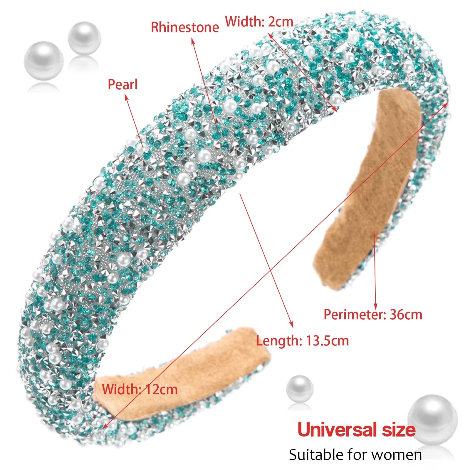Набір з 2 обручів на голову з блискітками та стразами, фото №2 Набір з 2 обручів на голову з блискітками та стразами, фото №2