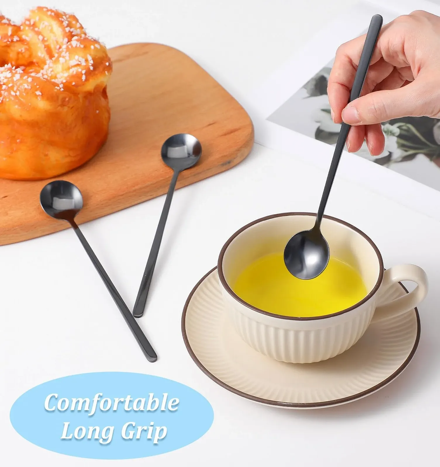 Ложки для еспресо Zunmmer, набір 6 шт., нержавіюча сталь, матовий чорний, фото №4