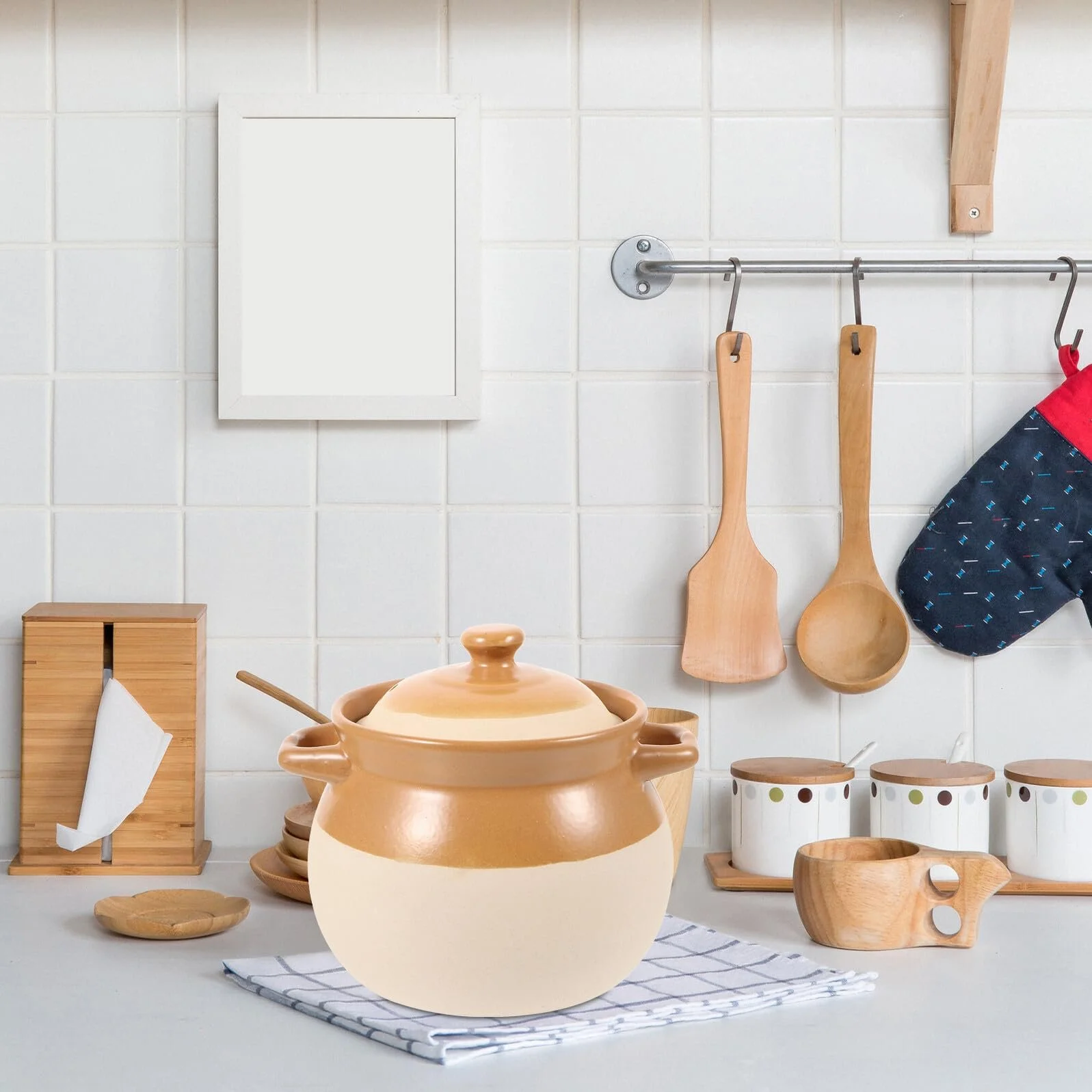 Супница Garneck Vintage керамическая с двойными ручками термостойкая для стеклокерамических плит, фото №7