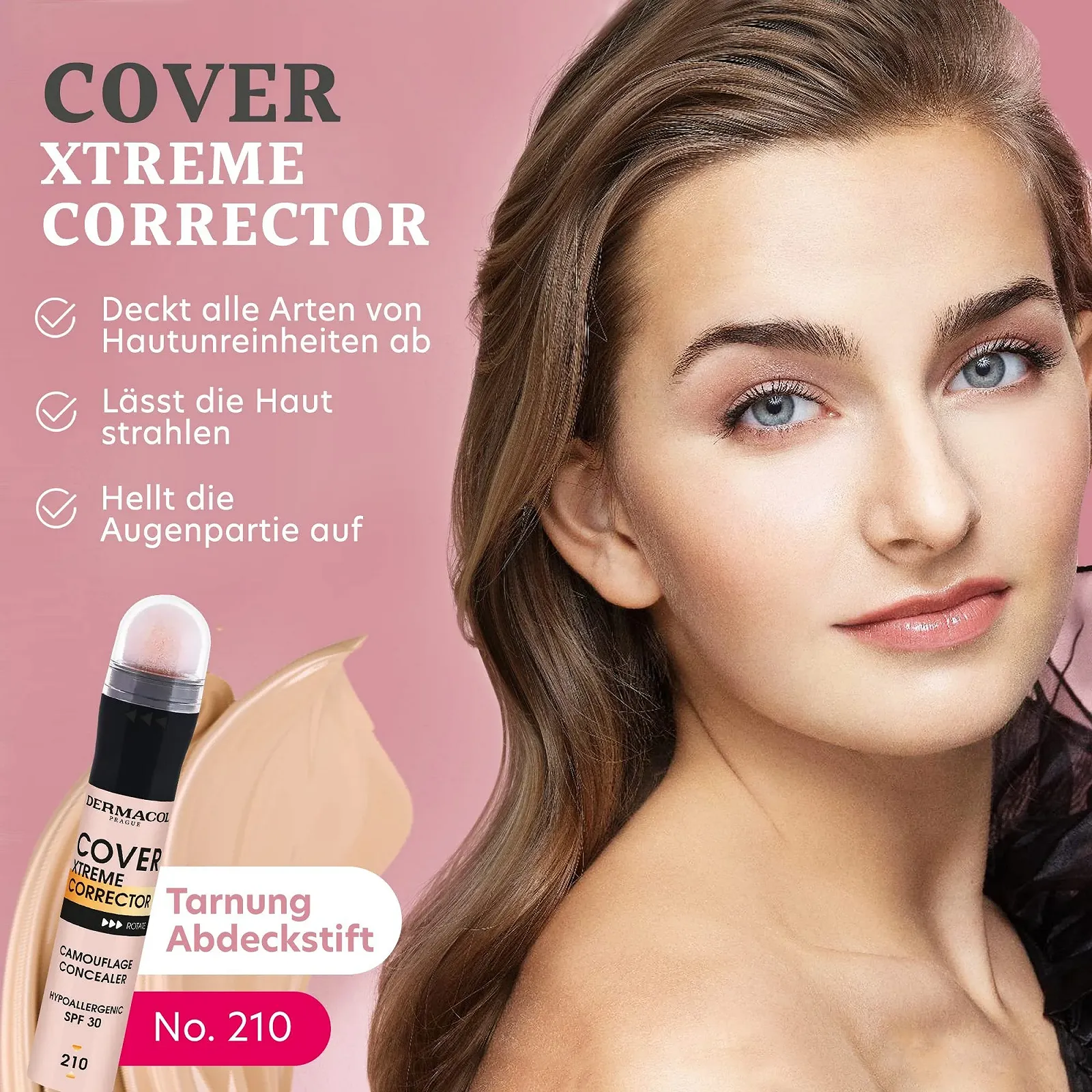 Корректор Dermacol Cover Xtreme Contour Stick, Стойкий гипоаллергенный жидкий контур с SPF30, Высокое покрытие, Легкая формула для коррекции темных кругов для чувствительной кожи, склонной к акне 218, фото №2