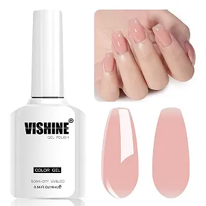Гель-лак Vishime Nude Pink - Желейний гель натуральний рожевий напівпрозорий Soak Off 16 мл M122 - Фото 1