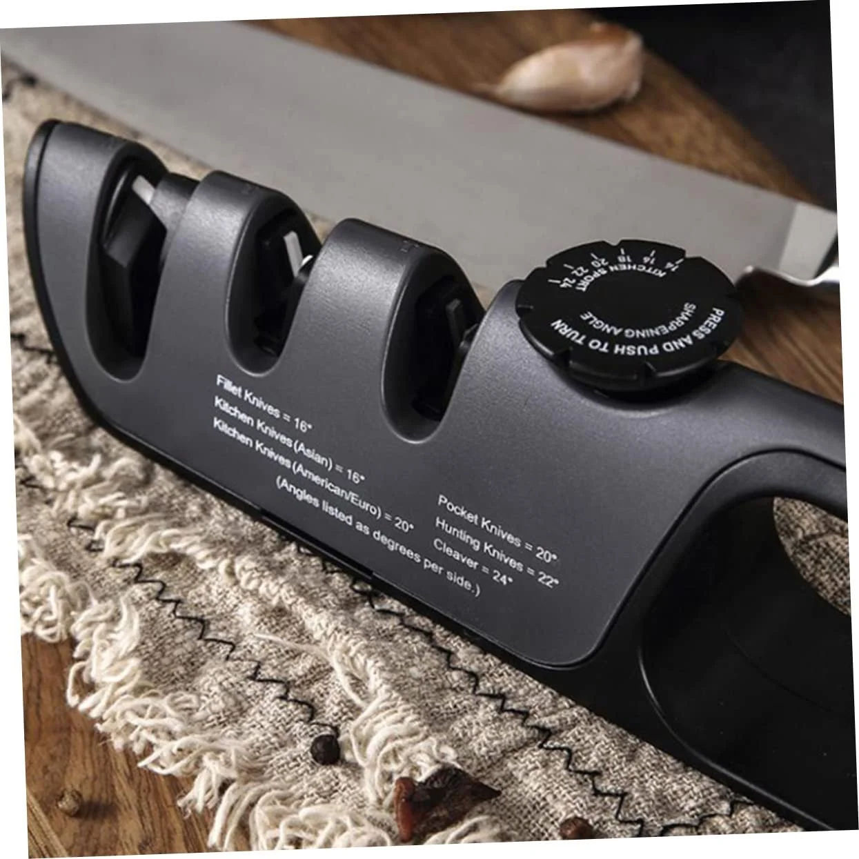 Точилка для ножей Mobestech ручная ABS черная, фото №3