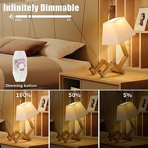 Настільна лампа Robot Дерев'яна Димер Square Lampshade - Фото 1