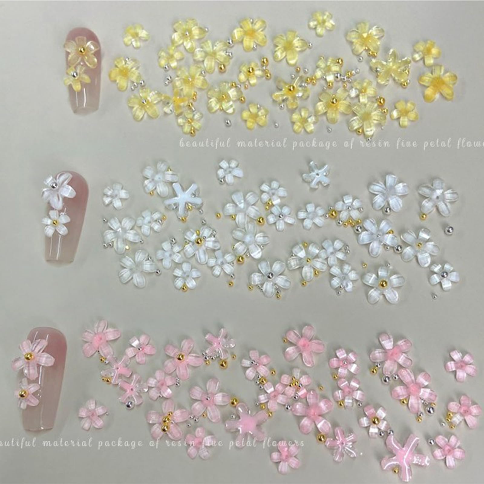 3D Квіти для нігтів Білий Декор для нігтів з акрилової смоли, фото №6