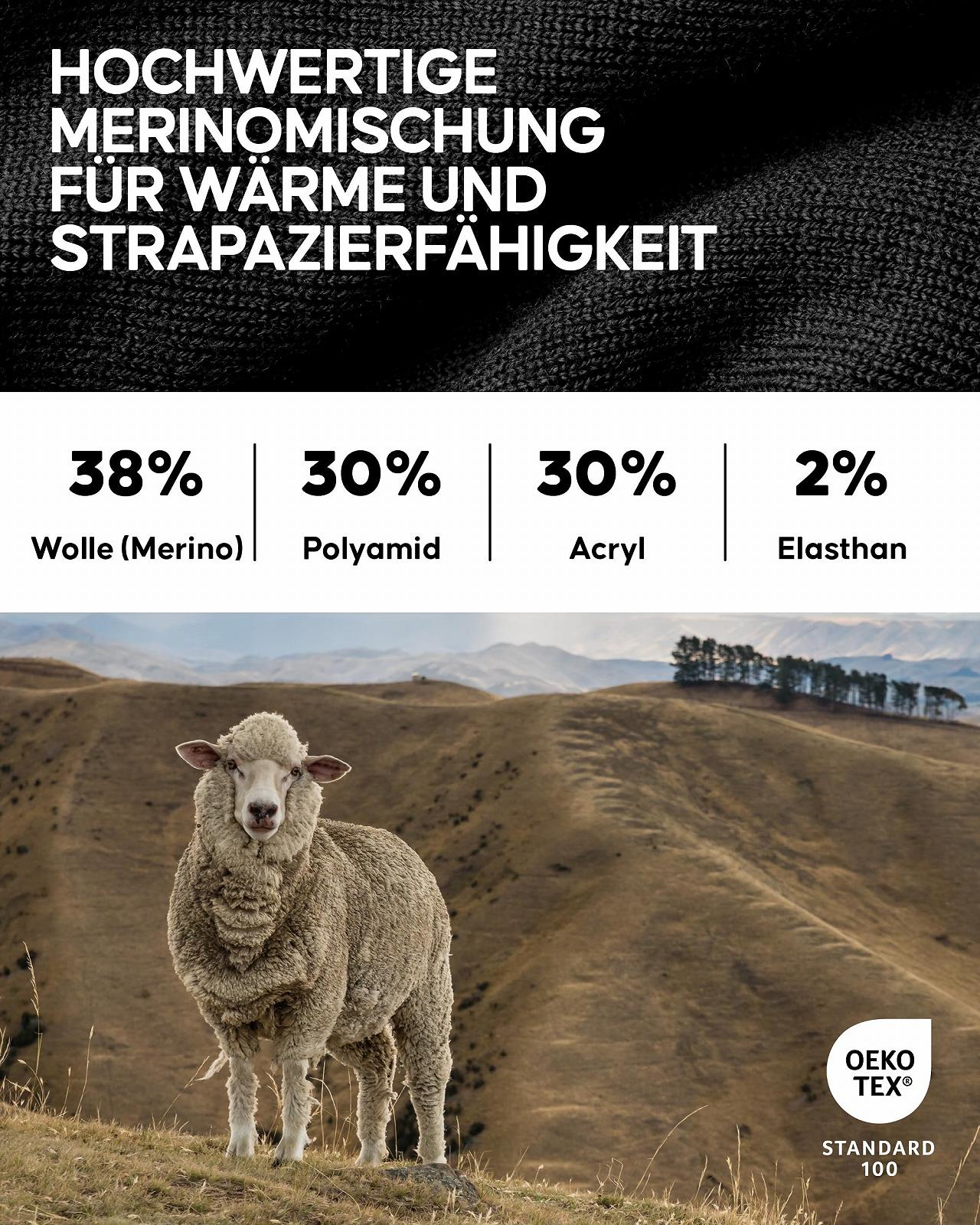 Высокие носки для хайкинга из мериносовой шерсти DANISH ENDURANCE, Длинные термоноски из шерсти, Зимние высокие носки, Носки для Октоберфеста, С смягчением и защитой от волдырей, Унисекс, для мужчин и женщин, 1 или 3 пары, фото №4