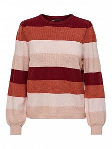 Пуловер ONLKATIA L/S STRIPE PULLOVER CC KNT 15231260-Merlot-Stripes:W. SEPIA ROSE/ROSE SMOKE M ONLY S - Фото 1
